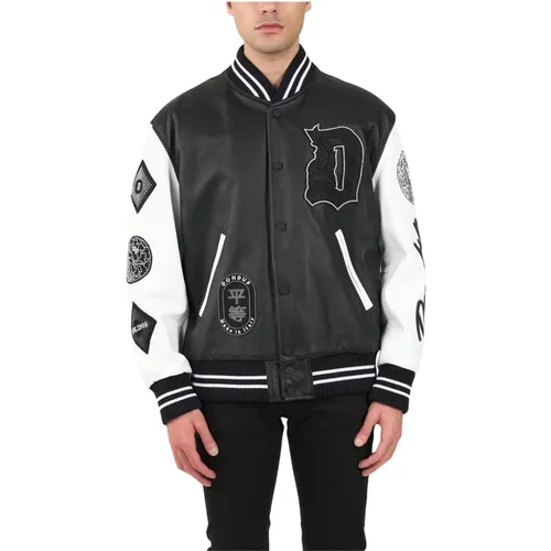 Leather College Jacket with Patches , male, Sizes: M, L, XL - Dondup - Modalova