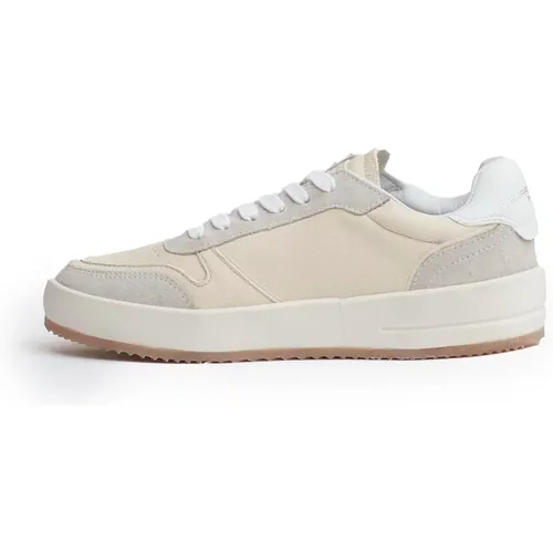 Leather Sneakers with Grey Suede , female, Sizes: 4 UK, 6 UK, 7 UK, 3 UK - Philippe Model - Modalova