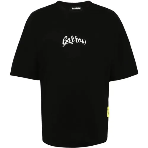 Schwarzes Jersey T-Shirt,Baumwoll-Jersey T-Shirt mit Logo-Print - Barrow - Modalova