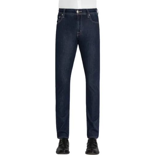 Regular Fit Denim Jeans in Blau Seide Baumwolle Mischung , Herren, Größe: W32 - Tramarossa - Modalova