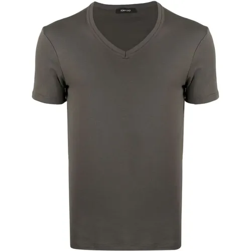 Militärgrünes V-Ausschnitt T-Shirt - Tom Ford - Modalova