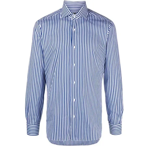 Gestreiftes weiß-blaues Hemd Culto Modell , Herren, Größe: 3XL - Barba Napoli - Modalova