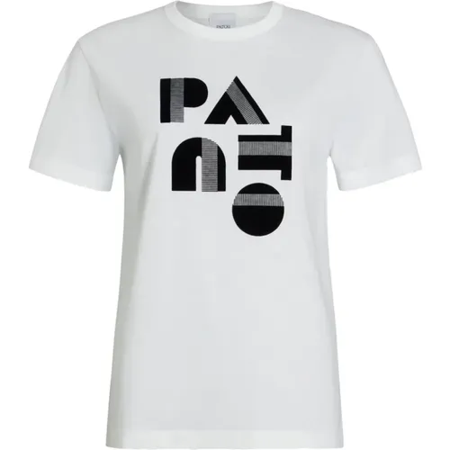 Weißes Jersey-Logo-Print-T-Shirt , Damen, Größe: L - Patou - Modalova