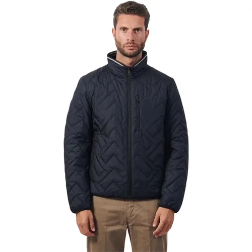 Blaue Steppjacke mit durchgehendem Reißverschluss , Herren, Größe: 4XL - Bugatti - Modalova