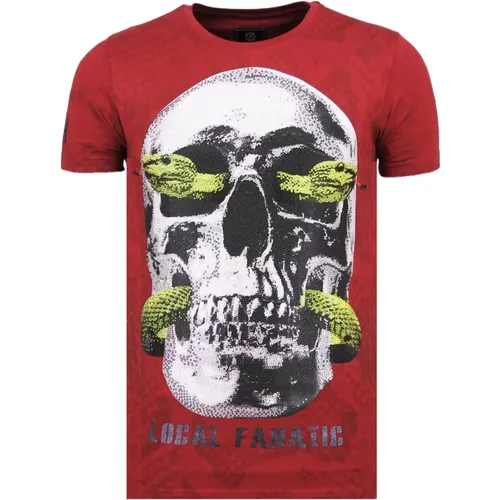 Skull Snake Rhinestones - Men T-shirt - 6326B , male, Sizes: L, M, 2XL, S, XL - Local Fanatic - Modalova