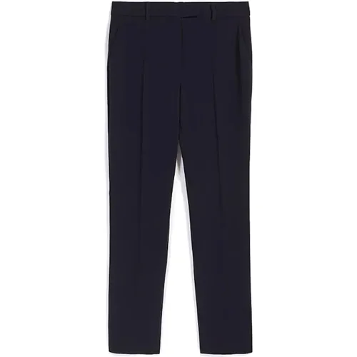 Blaue Slim Fit Hose aus Technischem Cady , Damen, Größe: 2XS - Max Mara - Modalova