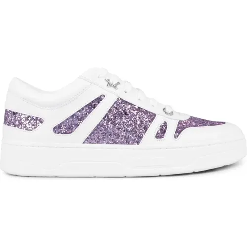 Weiße/Rosa Violet Glitter Sneakers , Damen, Größe: 37 EU - Jimmy Choo - Modalova
