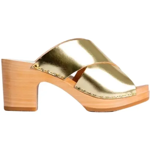 Yzis Gold Leather Sandals , female, Sizes: 6 UK, 4 UK, 3 UK - Youyou - Modalova