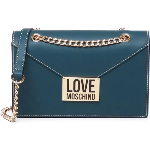 Teal Shoulder Bag with Flap Closure , female, Sizes: ONE SIZE - Love Moschino - Modalova