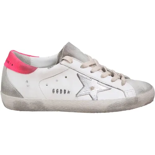 Super-star sneakers in and silver leather and suede , female, Sizes: 3 UK, 7 UK - Golden Goose - Modalova