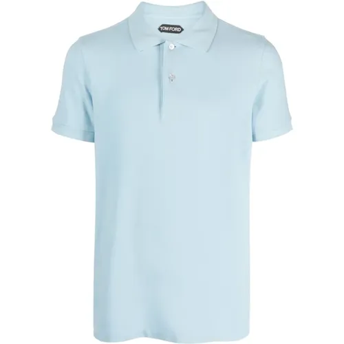 Blaues Poloshirt mit Kurzen Ärmeln , Herren, Größe: 4XL - Tom Ford - Modalova