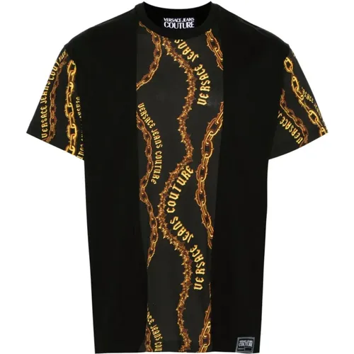 Schwarzes T-Shirt für Männer Aw24 , Herren, Größe: L - Versace Jeans Couture - Modalova