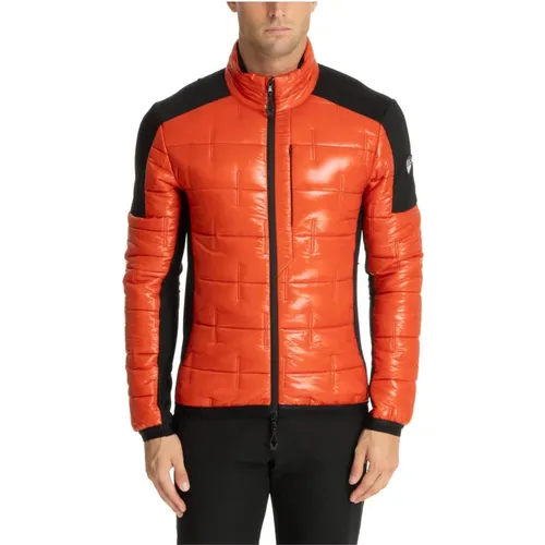 Multicolor Logo Reißverschluss Daunenjacke , Herren, Größe: S - Emporio Armani EA7 - Modalova