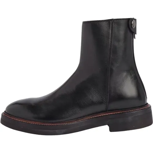 Schwarzer Flacher Nappa Stiefelette - alberta ferretti - Modalova