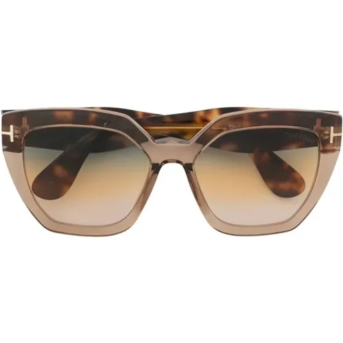 Braun/Havana Sonnenbrille , Damen, Größe: 56 MM - Tom Ford - Modalova