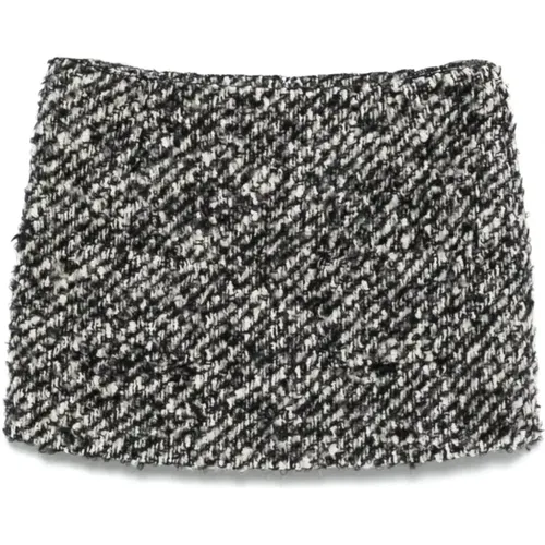 Schwarzer Wollmischung Bouclé Rock , Damen, Größe: 2XL - N21 - Modalova