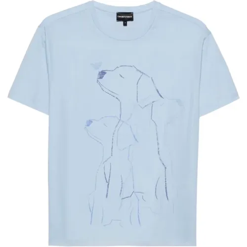 Clear Printed Cotton T-shirt , female, Sizes: S, XS, M, L, XL - Emporio Armani - Modalova