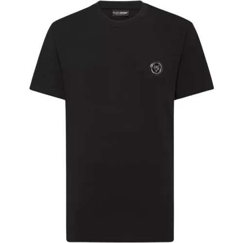 Herren Baumwoll T-Shirt mit Kunststoff-Plakette - Plein Sport - Modalova