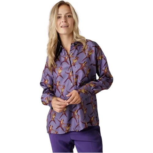 Lavendel Print Bluse , Damen, Größe: L - Odeeh - Modalova