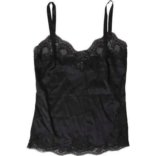 Lace Silk Camisole Top , female, Sizes: 2XS - Dolce & Gabbana - Modalova