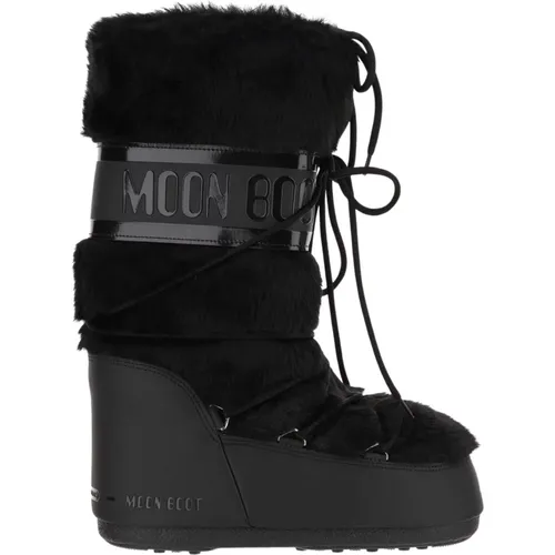 Iconic Tall Nylon and Faux Fur Boots , female, Sizes: 2 UK, 6 UK - moon boot - Modalova