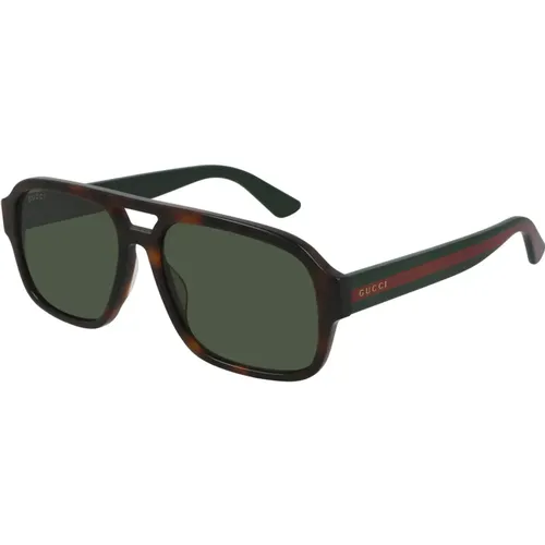 Stilvolle Sonnenbrille in Dark Havana/Green - Gucci - Modalova