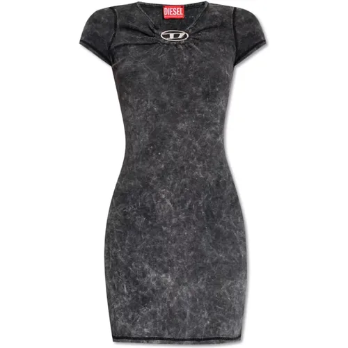 D-Crespe geripptes Kleid mit Logo , Damen, Größe: XS - Diesel - Modalova