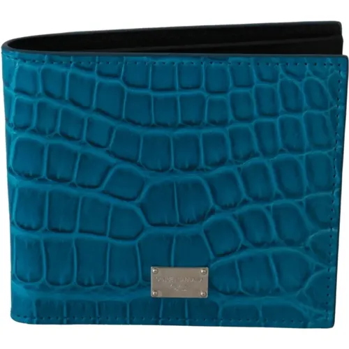 Blaue Alligator Muster Leder Bifold Geldbörse - Dolce & Gabbana - Modalova
