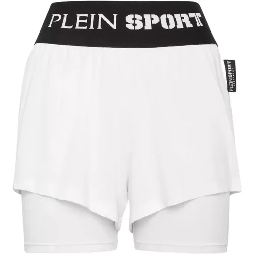 Weiße Logo-Shorts Hohe Taille - Plein Sport - Modalova