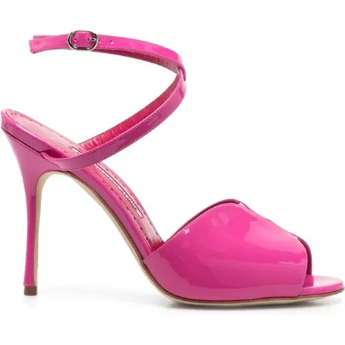 Patent Leather Sandals , female, Sizes: 3 UK, 3 1/2 UK - Manolo Blahnik - Modalova