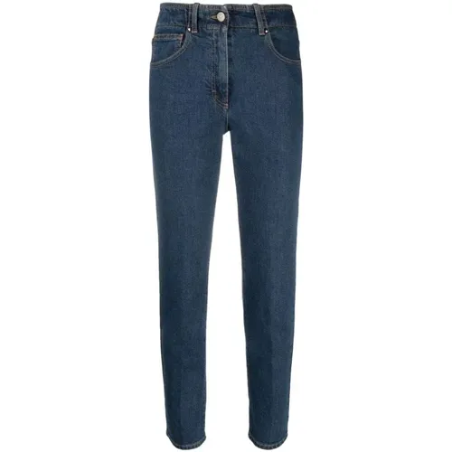 Indigo High-Waist Denim Jeans , female, Sizes: XS - PESERICO - Modalova