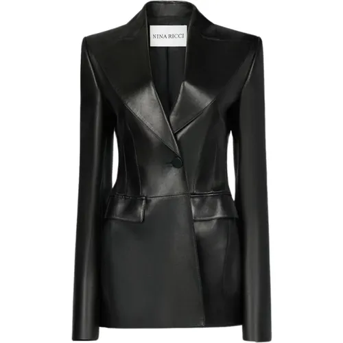 Leather Single Button Blazer , female, Sizes: XS - Nina Ricci - Modalova