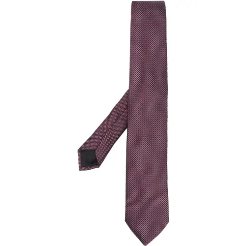 Bordeaux Geometric Silk Tie , male, Sizes: ONE SIZE - Ermenegildo Zegna - Modalova