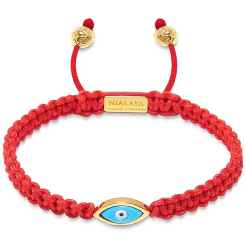 Men's String Bracelet with Gold Evil Eye , male, Sizes: XL, M, L, S, 2XL - Nialaya - Modalova