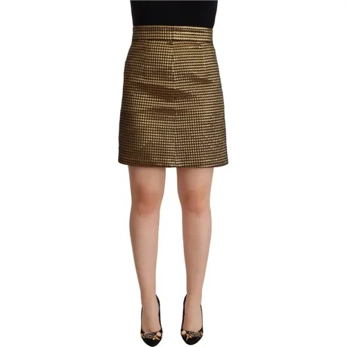 Elegant High-Waisted Gold-Black Skirt , female, Sizes: S - Boutique Moschino - Modalova