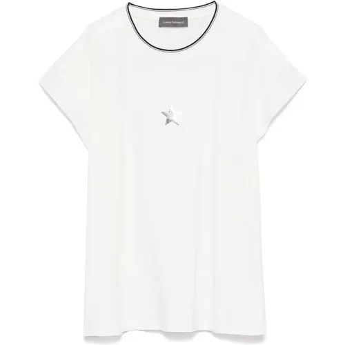 Casual Kurzarm Weißes T-Shirt , Damen, Größe: M - Lorena Antoniazzi - Modalova