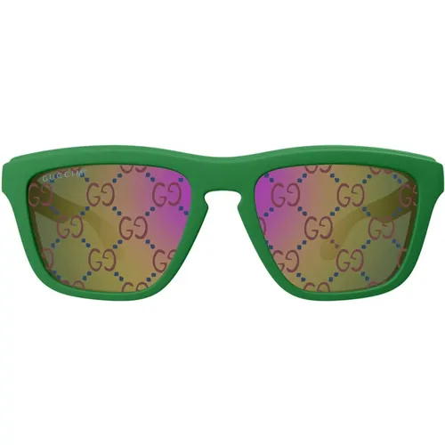 Sportliche Quadratische Sonnenbrille Blau Multicolor , Damen, Größe: 55 MM - Gucci - Modalova