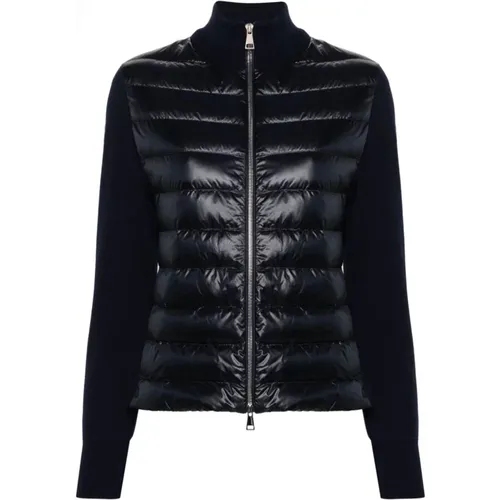Padded Zip-Up Cardigan Sweater , female, Sizes: XS, L - Moncler - Modalova