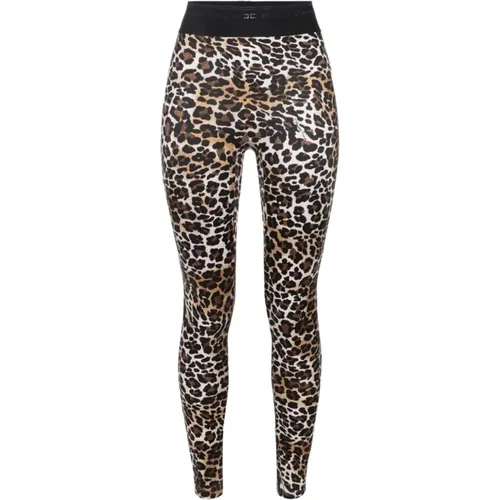 Animal Print Slim Fit Leggings , female, Sizes: L, S - Elisabetta Franchi - Modalova