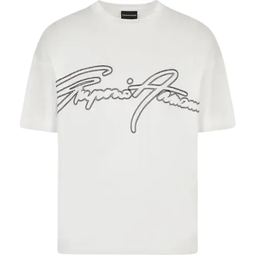 Men`s Embroidered Logo T-Shirt , male, Sizes: M, S - Emporio Armani - Modalova