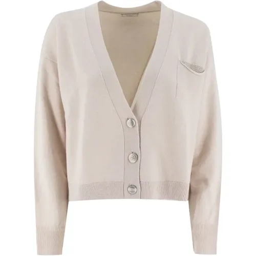 Soft Line Cardigan with Side Pocket , female, Sizes: M, S - PESERICO - Modalova