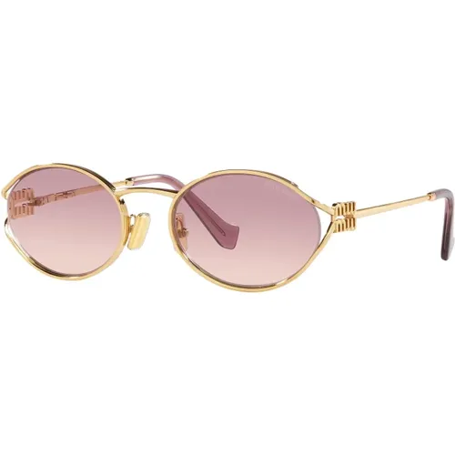 Gold/Rosa Sonnenbrille SMU 52YS,Messing Gold/Dunkelbraune Sonnenbrille - Miu Miu - Modalova