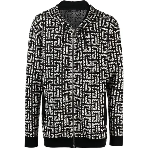 Stylish Zippered Sweatshirt , male, Sizes: L, S, M - Balmain - Modalova