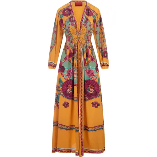 Zodiac Pattern Maxi Silk Dress , female, Sizes: XS, S, M - La DoubleJ - Modalova
