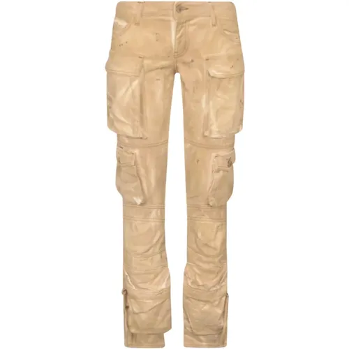 Marble Slim Cut Cotton Trousers , female, Sizes: W28 - The Attico - Modalova