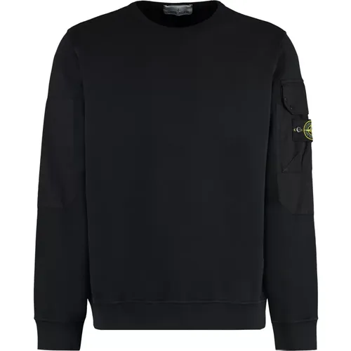 Baumwoll-Crew-Neck-Sweatshirt mit Tasche , Herren, Größe: M - Stone Island - Modalova