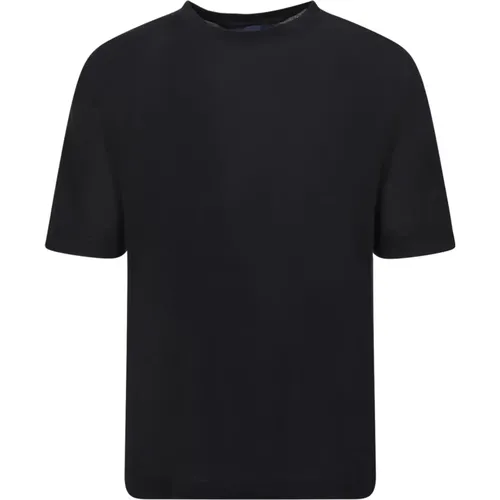 Schwarzes Leinen-Baumwoll-T-Shirt - Ss23 - Lardini - Modalova