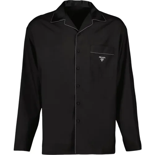 Silk Classic Shirt Long Sleeve , male, Sizes: S, M - Prada - Modalova