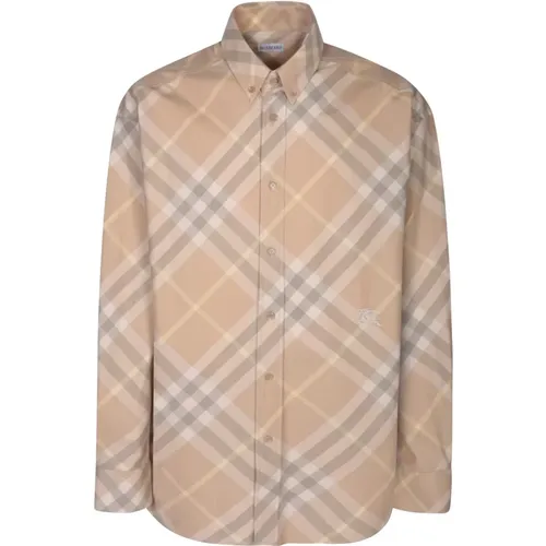 Cotton Shirt Iconic Check Motif , male, Sizes: L, M - Burberry - Modalova