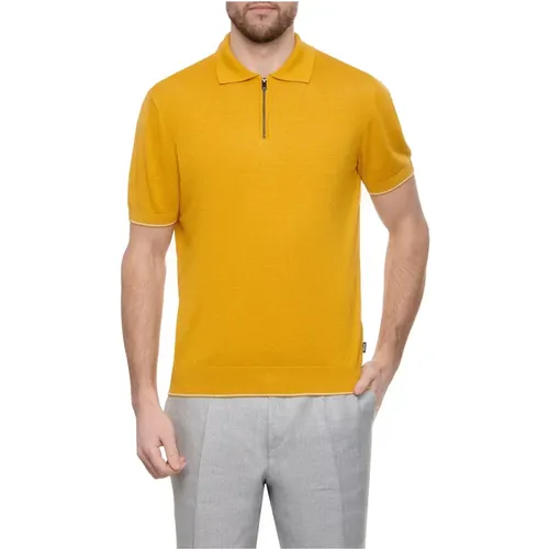 Zip Polo Shirt Linen , male, Sizes: L, M, S - Boss - Modalova